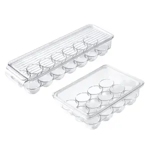 DS1862 Kitchen Refrigerator Organizer Eggs Dispenser Fresh Preservation Egg Tray Containers Transparent Egg Storage Box