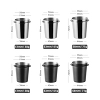 Tasse de dosage d'espresso en acier inoxydable de 58 mm Outils de café pour verser le distributeur de grains de café