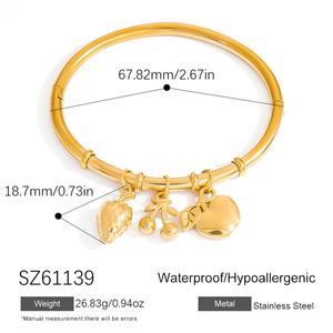 18K Gold Plated Titanium Steel <b>Charm</b> Bracelet Trendy Anniversary Preservation <b>Bangle</b> Jewelry - Product Image 6