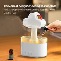 Diffuseur d'huiles essentielles et humidificateur Water Drip Raincloud avec 7 lumières colorées, humidificateur domestique en forme de nuage de pluie et de gouttelettes