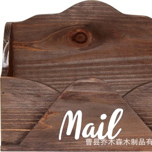Boîte aux lettres en bois, organisateur de bureau, double compartiment, porte-lettres en bois massif, couleur rétro, boîte de rangement 18L - Product Image 5