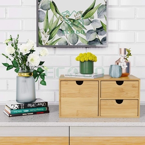 Bamboo Desk Organizer Mini Bamboo Desk <b>Drawer</b> Tabletop <b>Storage</b> Organization <b>Box</b> for Office Home Toiletries Supplies - Product Image 6