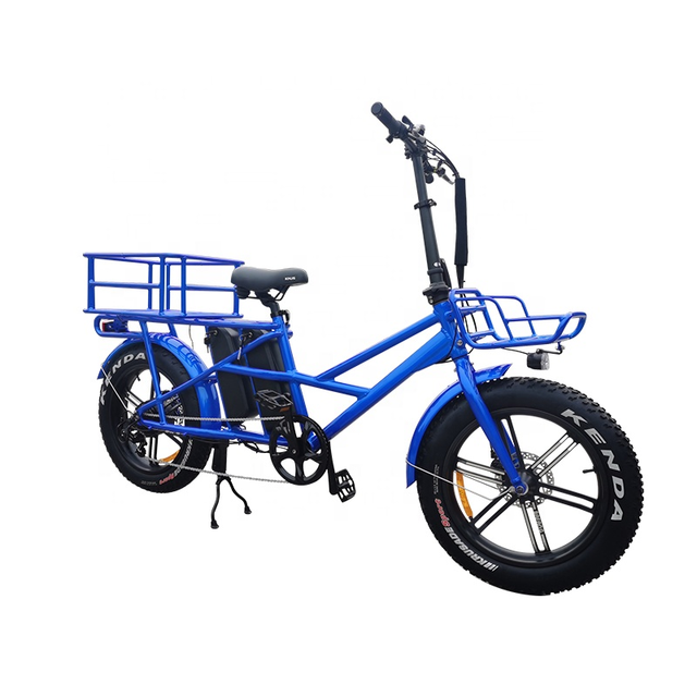 750w Enduro Dual Battery Pedal Assist 2-Wheel Electric Cargo EBike Long Tail Storage Basket 48v 20-Inch Fat Tire Aluminum Frame