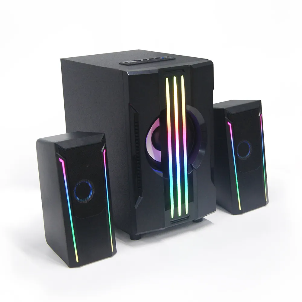 2,1 sistema de cine en casa Multimedia altavoz Subwoofer BT caja de sonido altavoz con luz de 7 colores