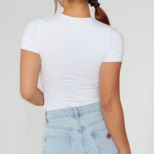 Custom Manufacturer Basic Blanks <b>White</b> Luxury Tshirts Cotton T-Shirt T Shirt Baby <b>Tees</b> Crop Tops for Women - Product Image 3