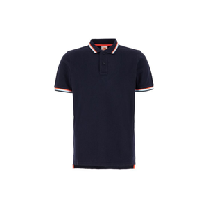 Factory Direct Designer Sundek Navy <b>Blue</b> Piquet Cotton <b>Polo</b> Longer Back Short Side Splits Tee-<b>Shirts</b> - Product Image 1