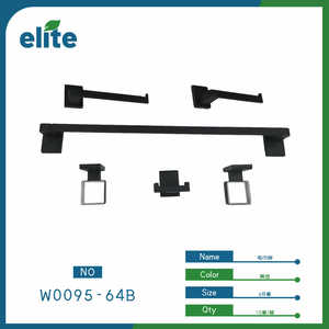 Elite Towel Rack Black Zinc Alloy Wall Mounted Minimalist Design Bathroom Storage Hardware - Product Image 1