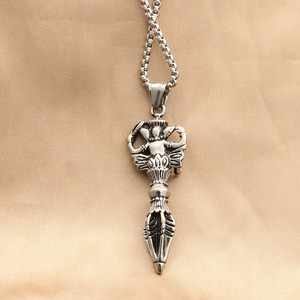 Pendentif Vajra en acier inoxydable pour homme, collier rétro punk, design animal géométrique, bijoux tendance - Product Image 2