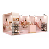 Stand d'exposition modulaire personnalisé pour produits de soin de la peau, stand de présentation portable pour salon professionnel avec comptoir et étagères pour marque de beauté