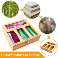 Organisateur de sacs Ziplock en bambou de qualité supérieure pour tiroir de cuisine, compatible avec les sacs de format gallon et quart, pliable multifonction pour sandwichs et collations