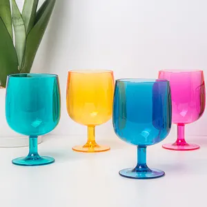 Factory Direct Sell Plastic Wine Glass Stock Colored Wine Glass Fast Shipping Plastic Cup for Bar