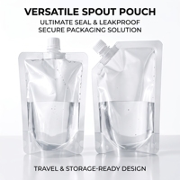 Pochettes souples transparentes avec bec verseur réutilisables en PE pour emballage de liquides (jus, lait, café, aliments) – Lot de 50 – Commandes personnalisées acceptées