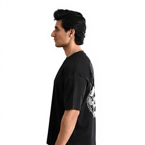 T-shirt pour homme en jersey de coton à coupe ample, col rond, manches courtes, impression graphique de haute qualité et épaules tombantes, streetwear, t-shirt personnalisé - Product Image 5