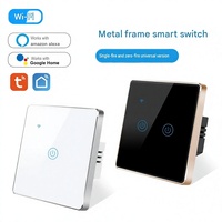 Interrupteur intelligent Wi-Fi transfrontalier de type 86, norme britannique, panneau en verre trempé, cadre métallique, indice de protection IP20, compatible avec la commande vocale