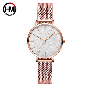 HANNAH MARTIN1323 Magnifique Montre à Quartz pour Femme ODM, Bracelet en Acier Maillé, Résistante à l'Eau, Simple et Tendance, Fournisseur - Product Image 6