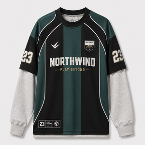 Maillots de football superposés style universitaire vintage personnalisés avec impression par sublimation intégrale et graphiques de logo - Product Image 3