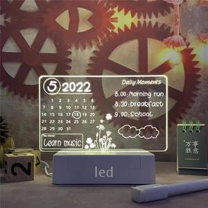 Tablero de mensajes acrílico con USB, luz nocturna reescribible, Bloc de notas para diario, adornos de escritorio para dormitorio de niña, regalo - Product Image 1