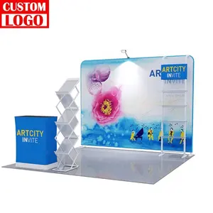 Cheap Price Fabric Tube Display Wal Custom Display Exhibition Booth Stage 20X20Ft Exhibition Trade Show Booth With Storage