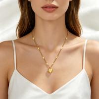 Collier pendentif cœur vintage, chaîne en acier inoxydable 304 plaqué or pour femme, bijoux romantiques imperméables et résistants au ternissement
