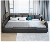 Luxus Multifunktion ales Smart Leder Familien bett: Lautsprecher USB-Anschlüsse Hebetisch & Aufbewahrung tisch für 3-4 Personen Eltern-Kind-Gebrauch