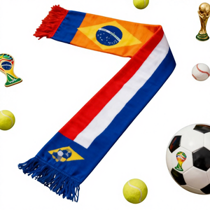 Bufanda de Fútbol Personalizada con Logotipo de Tamaño Personalizado, Impresa por Transferencia de Calor de Doble Cara, para Fanáticos de la Copa de Europa, de Poliéster - Product Image 1