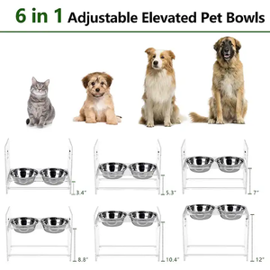 Özelleştirilmiş şeffaf akrilik yükseltilmiş çift evcil hayvan kaseleri ayarlanabilir standı yükseltilmiş eğimli köpek ve kedi besleyici sabun tutucu - Product Image 4