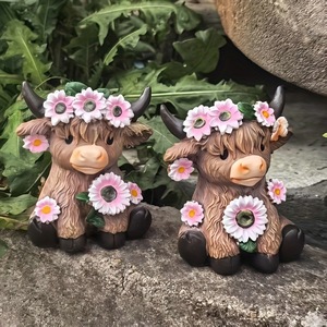 Maceta de Resina con Diseño de Vaca de las Tierras Altas Escocesas, con Flores, Decoración para Hogar y Balcón, Soporte para Plantas de Interior, Estilo Rústico - Product Image 2