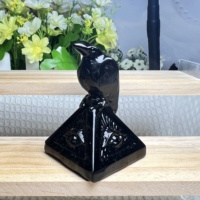New Product 7-8cm Crow Bird Crystal Crafts Obsidian/Yooperlite/Labradorite Pyramid Raven Statues Reiki Healing Home Decor