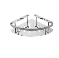 Étagère d'angle triangulaire murale moderne en acier inoxydable 304 poli pour salle de bain et cuisine, vente en gros
