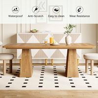 Table à manger rectangulaire moderne en bois SENYU avec pieds en tréteaux pour la maison, 6 places, style scandinave, design stable