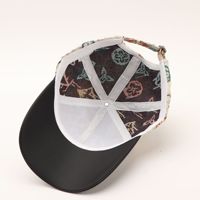 Gorra de béisbol de panel de PU, estilo europeo-americano, de lujo ligero, con visera curva, moderna, ajustable, unisex, informal, con logotipo personalizado, estampado de leopardo y frutas