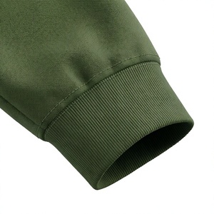 Ensemble de survêtement 2 pièces pour homme, vert olive, col montant, manches longues, fermeture éclair, coton, vêtements de sport décontractés avec poches latérales - Product Image 3