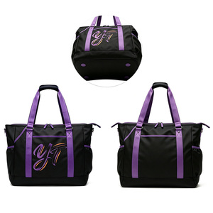Zaino YT nero e viola con tasche multiple, borsa sportiva e fitness leggera, borsa per racchette da badminton di grande capacità - Product Image 3