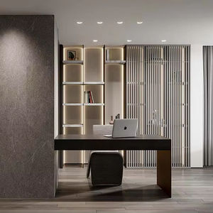 Étagères à livres en bois classiques en bois grainé intégré, ensemble de placards de luxe sur mesure dans la chambre - Product Image 1