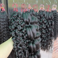 Extensions de cheveux humains bouclés indiens marron, pré-bouclées, invisibles, avec nœuds miracle, plumes, cheveux bouclés birmans, extensions au crochet effet plume