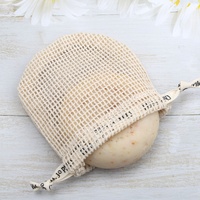 Sac à cordon de savon en maille de coton naturel écologique Pochette d'emballage pour bougie de parfum en coton Pochette 100% coton avec logo imprimé