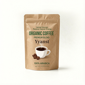 กาแฟอาราบิก้าออร์แกนิค 100% บรรจุในซองคราฟท์ 100 กรัม บำรุงร่างกายด้วยสมุนไพร ฟื้นฟูพลังงานตามธรรมชาติ เครื่องดื่มเพิ่มพลังงานประจำวัน รับผลิตแบบ OEM - Product Image 1