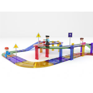 Azulejos magnéticos bloques de construcción magnéticos juguetes educativos pista de bolas de canicas juego de pista de carreras - Product Image 6