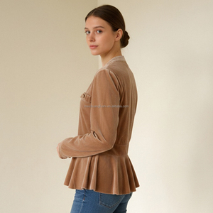 Veste en velours personnalisée pour femmes, style peplum, pour le bureau ou les occasions décontractées - Product Image 2