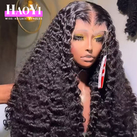 Wig Rambut Manusia Super Double Drawn Grade 12A HD Lace Front Tanpa Lem untuk Wanita Kulit Hitam, Wig Rambut Manusia Keriting Burma Lace Front