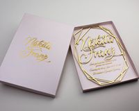 Invitations de mariage en acrylique transparent de luxe avec initiales en or personnalisées DIY avec boîte en papier faite à la main