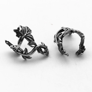 yunnique <b>Cuff</b> <b>Earrings</b> Plant Pattern Titanium Steel Retro Leaf Design For Men And Women Couple Jewelry - Product Image 2