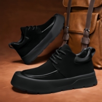 Baskets en cuir pour homme automne, chaussures confortables à lacets, tendance et à la mode, doublure en tissu de coton uni à motifs