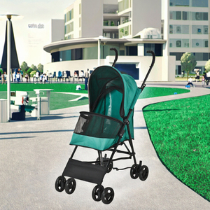 Inklapbare 4-wielige honden- en kattenbuggy met ijzeren frame, 7 kg draagvermogen, voor grote honden en katten - geschikt voor reizen en buitengebruik - Product Image 3