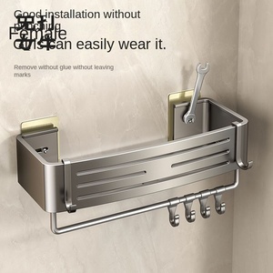 Banyo için çift katlı Metal duvar depolama raf duş jeli tuvalet banyo depolama için yumruk ücretsiz el-yıkama raf - Product Image 3