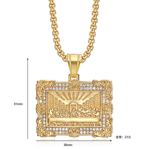 Collar con Dije de La Última Cena Estilo Hip Hop con Circonitas Cúbicas Incrustadas Joyería de Moda de Acero Inoxidable 316 para Hombre y Mujer Venta al por Mayor 2025 - Product Image 5