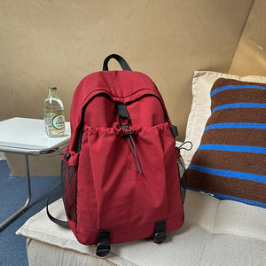 Orange Casual Student <b>Backpack</b> With <b>Drawstring</b> Front Pocket For School And Travel - Product Image 4