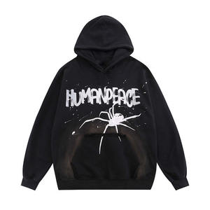 Felpa con Cappuccio Oversize Personalizzata con Stampa Graffiti <span class=keywords><strong>Ragno</strong></span> Stile Hip Hop Streetwear per Uomo - Product Image 2
