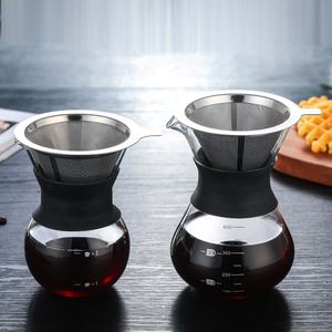 Macchina per caffè americano in vetro borosilicato versare sopra la caffettiera turca con manicotto in silicone e filtro metallico - Product Image 4