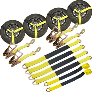 High Quality Tire Wheel Down Strap 10000lbs Axle Straps Tie Downs With Snap Hook D Ring